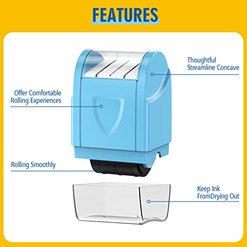 Dashed Handwriting Lines Practice Roller Stamp Parents and Teachers Roller Self-Inking Line Rolling Stamps Handwriting Practice Tool (Baby Blue) - Image 3
