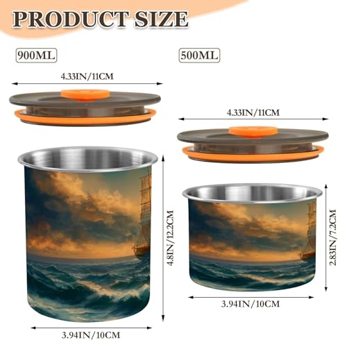 Lata almacenaje café acero inox. 17oz hermética miniatura 2