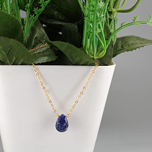 Gempires Natural Teardrop Gemstone Pendant Necklace Elegant Handmade Crystal Jewelry Hypoallergenic 20 Inch Gold Plated Non-Tarnish Statement Necklaces3