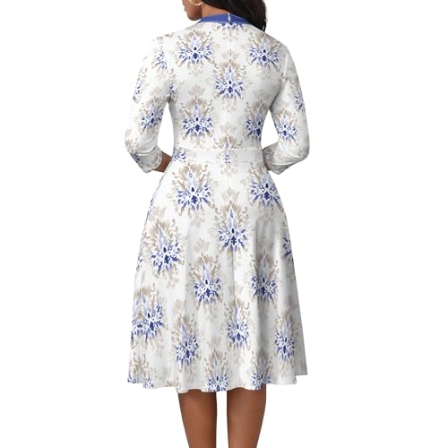 Image of PinkPatty Women's Casual A-line Midi Dresses 3 /4 Sleeve V Neck Fit and Flare Dress with Pockets