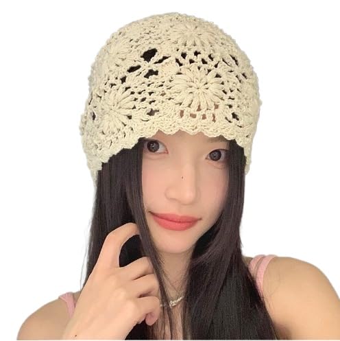 A Pastoral Style Hand-Woven Hollowed-Out Pile Hat for A Girl's Outing, A Sweet and Retro Ethnic Style Headscarf