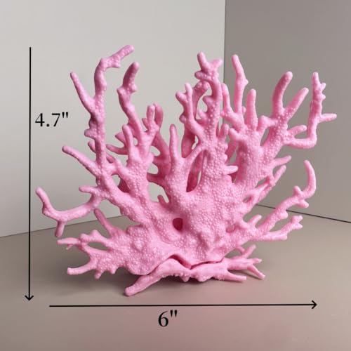 Image of Pink Aquarium Coral Fish Tank Decorations Aquarium Landscape | Realistic coral aquarium decoration, 5.9 inch x 4.7 inch , suitable for fish, works for freshwater /saltwater tanks, easy to clean