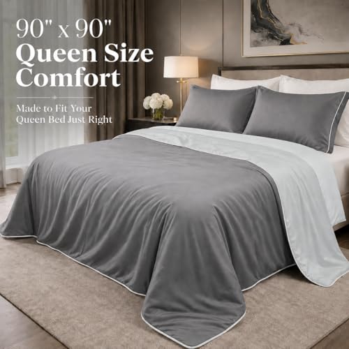 Eastsora Cooling Blanket for Hot Sleepers, Dual-Sided Cold Blanket with Heat-Absorbing Fiber, Lightweight Breathable Summer Blanket for Bed-(Gray) by Eastsora - Image 2