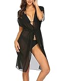 Ekouaer Women's Summer Bikini Cover Ups Sexy Sheer Swimwear Coverup Lightweigt Chiffon Beach Dress Black