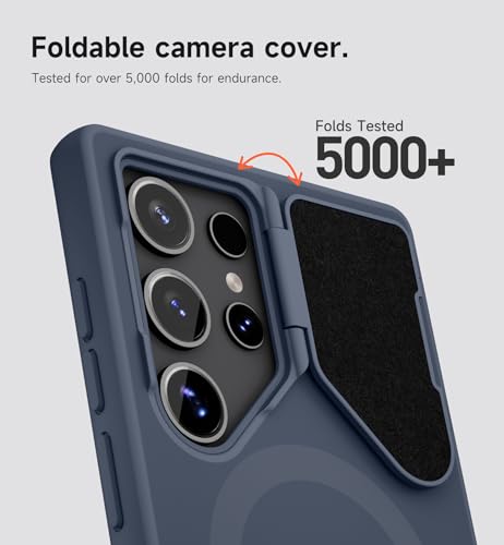 Image of SURITCH for Samsung Galaxy S24 Ultra Phone Case, Magnetic Protective Cover with Camera Cover & Adjustable Metal Kickstand for Galaxy S24 Ultra (2024)-Dark Blue