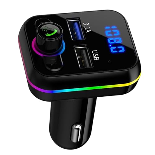 Reproductor de MP3 para coche, transmisor FM inalámbrico para coche - Reproductor de música transmisor FM | Cargador de coche USB, llamadas manos libres, receptor de audio, accesorios de coche