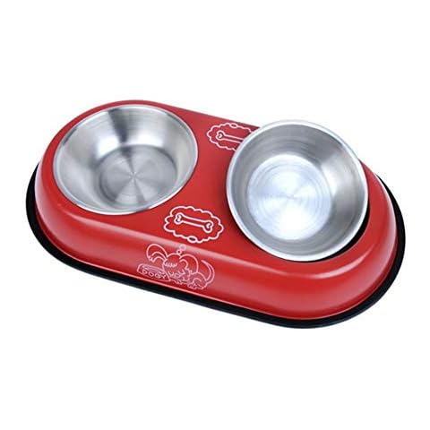 Raised Dog Bowl Non-toxic Pet Feeder Puppy Bowl Cat Food Bowl Durable Pet Bowl Personalised Pet Bowls For Small Medium Large Dog Cat Food Bowl red,M Cover