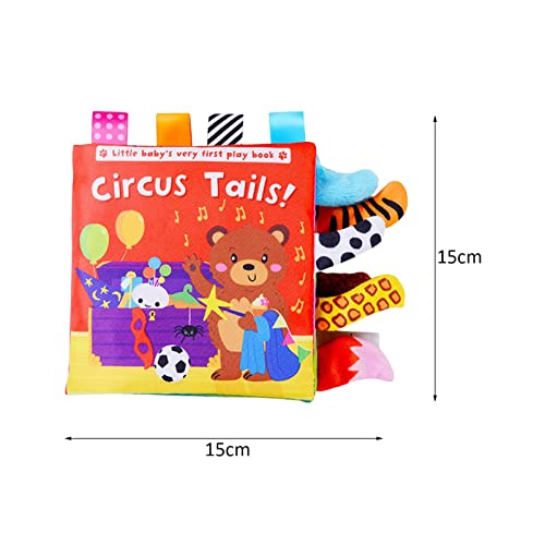 Livros macios para bebês, livros de pano interessantes, desenhos animados interativos com cauda de a