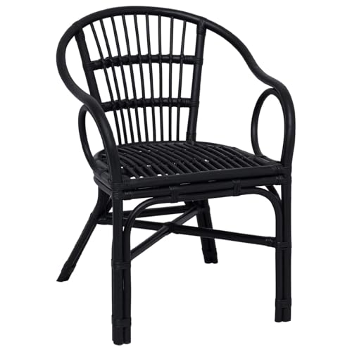 vidaXL Chaise empilable Noir 58 x 60 x 81 cm Rotin, Fauteuil Moderne, mobilier Compact, Design Minimaliste, Assise intérieure, sièges élégants, Finition...