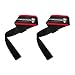 Lifting Wrist Straps For Weightlifting, Bodybuilding, Powerlifting, Strength Training, & Deadlifts - Padded Neoprene with 18" cotton (Black/Red)