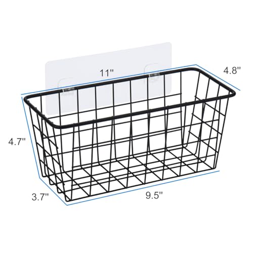Toplife-Kitchen-Hanging-Basket-No-Drilling-Cabinet-Door-Organizer-Rack-Wall-Adhesive-Basket-for-Cabinet-Cupboard-Door-Bathroom-Kitchen-Storgae-Baskets-Black-2-PacK