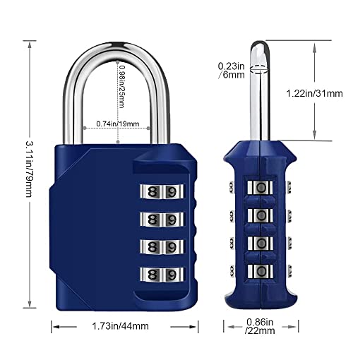 Image of ZHEGE Combination Locker Lock, 4 Digit Outdoor Padlock for Gym, School, Gates, Doors, Fence, Hasps and Storage（Blue and Blcck）