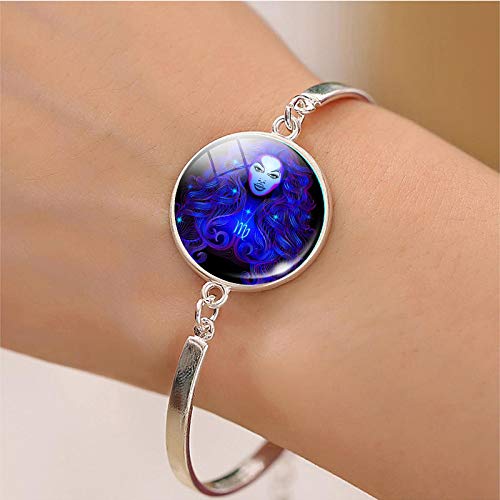 Preisvergleich Produktbild lonfenner Sternbild ArmbandSterling Silber 925 Horoskop Sternzeichen Armreif Verstellbarer Schaft Frauen Hochzeit Braut Schmuck Armband Jungfrau