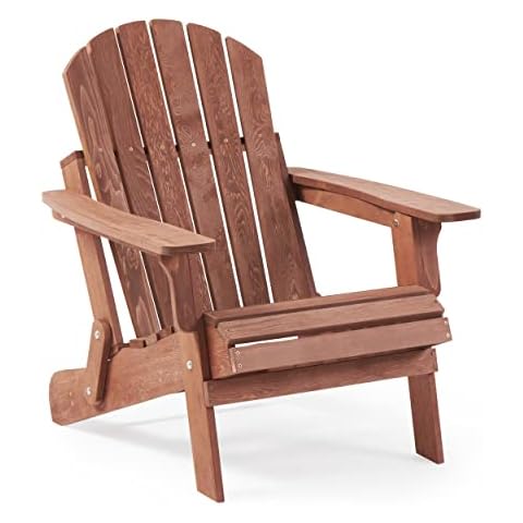 Oversize Wooden Outdoor Folding Adirondack Chair with Pre-Assembled BackRest & SeatBoard, Wood Patio Chair for Garden Backyard Porch Pool Deck Firepit Cover