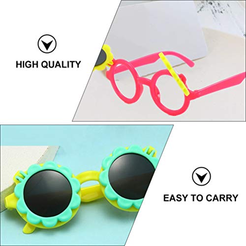 PRETYZOOM 4pcs Round Flower Sunglasses Luau Party Sunglasses Kids Sunflower Sunglasses Dance Party Sunglasses Decorative Eyeglasses Funny Eyeglasses Street Photography Child Yellow Cover4