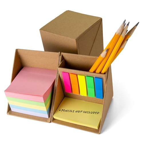 Officemate YouCube Storage Organizer with Sticky Notes, Brown (21559)