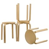 GREENSAPPIRE 4er Set Holz Esszimmerhocker, Stapelbare Sitzhocker aus Massivholz mit Rutschfesten Pads, Robuste Küchenstühle für Esszimmer, Bar, Klassenzimmer und Home-Bereich, Naturfarbe