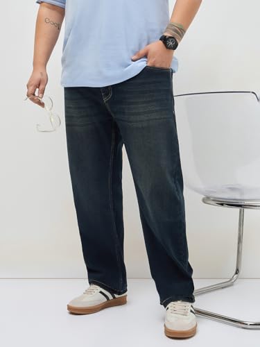 Image of Urbano Plus Men's Regular Fit Heavy Washed Denim Jeans Stretchable