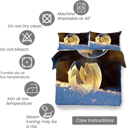 Parure de Lit Bulles De Glace en Microfibre Douce avec Fermeture Éclair