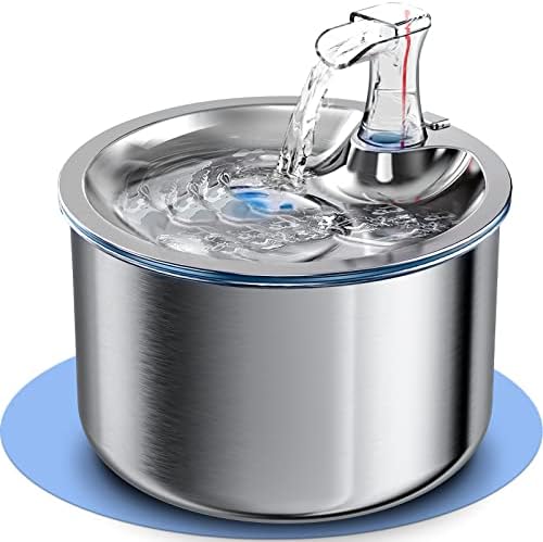 AONISE Cat Water Fountain, Stainless Steel, 2l, Ultra-Quiet Automatic Pet Drinking Fountain with Water Filters, Anti-Dry Burning, Dishwasher Safe, Water Dispenser for Cats And Dogs (A-1)