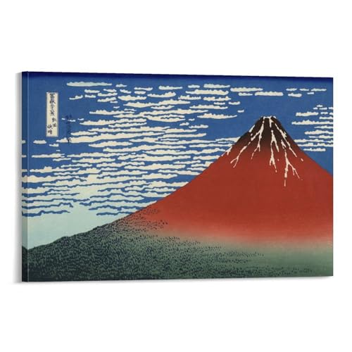 浮世絵 葛飾北斎 富嶽三十六景『 凱風快晴(がいふうかいせい、通称:赤富士)』ポスター 部屋飾り キャンバスウォールアート 印刷 ポスター 版画 壁飾り 壁の絵 壁掛け ホームアートワーク20x30inch(50x75cm)