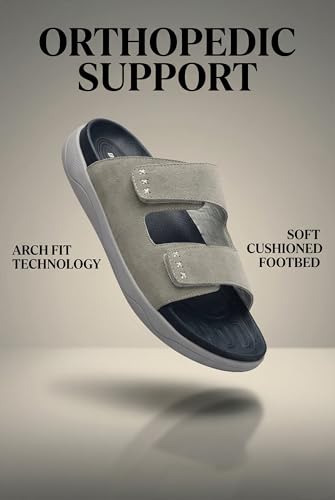 Image of Big Fox Alphabounce- 15 Men's Orthopedic Comfort Slides | Dual Strap Cushioned Sandals | Lightweight Daily Wear
