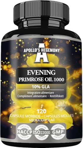 Apollo's Hegemony Olio di Enotera 1000 mg con Vitamina E, 120 Capsule