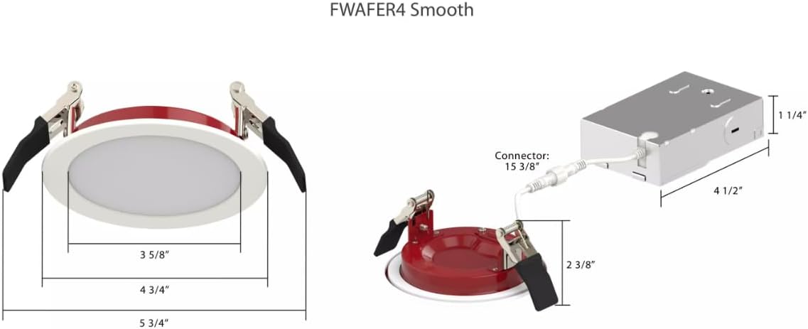 RAB FWAFER4 Field CCT Adjustable, Fire-Rated Wafers, No Housing Required (Smooth, 4")