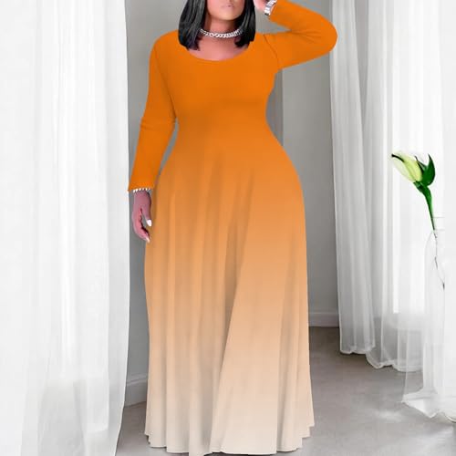 Image of PinkPatty Women's Plus Size Long Sleeve Maxi Dresses T Shirt Boho Sundress Fall Dress with Pockets