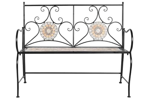 DRW Banco de forja para Patio o Jardin Negro