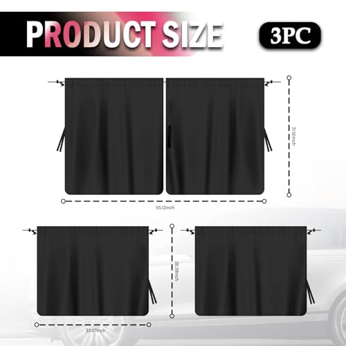 3PCS Car Privacy Curtains Kit,Rear Window Car Curtains & Divider Curtain by TSIEBRV - Used condition - Image 2