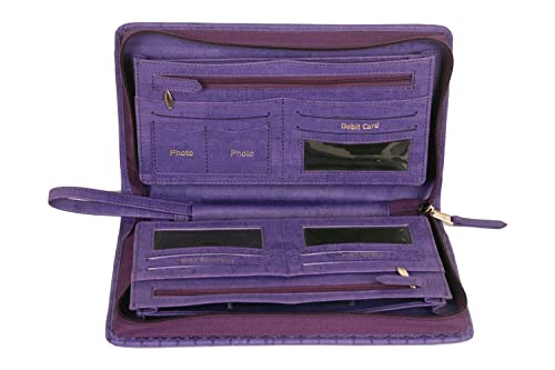 Image of Sukeshcraft Multiple Cheque Book Holder | Original PU Holds Upto 8 Cheque Books, Purple