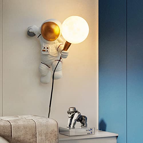 Astronaut Wall Sconce Plug In Wall Light Resin Children's Bedroom Lamp, Cartoon White Wall Mounted Lamps Kids Room Decor Lighting Fixtures For Boy Kids Room Living Room #TOP2