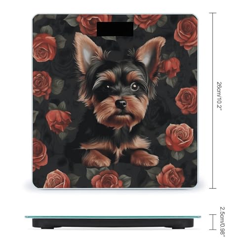 Báscula digital Yorkie Puppy de vidrio templado para baños miniatura 2