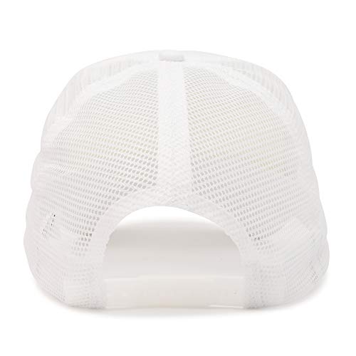 Dalix Plain Trucker Hat Mesh Cap In White #TOP2