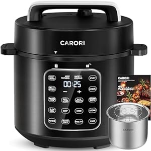 9-in-1 Electric Pressure Cooker 6 Qt, Stainless Steel Inner Pot, Programmable 12 Multi-Function Cooker with Safe Vent Design, Rice Cook, Slow Cook, Sous Vide, Sauté, Warmer & Sterilizer, Black