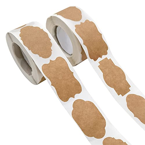 GOIYZTTR Pegatina Kraft 600 Piezas Etiquetas en Blanco de Etiqueta del Papel de Kraft para Envases para Hornear, Tarro de Comida