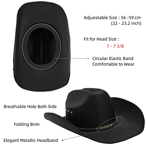 Pro Celia Felt Women Cowgirl Men Western Cowboy Hat (Black Knit) #TOP2