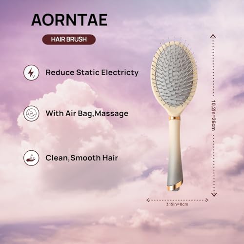 AORNTAE Detangling Hair Brush â Anti-Static, Gentle on Scalp, Styling Tool for All Hair Types â Shine-Enhancing, Travel-Friendly Hair Care Essential Set (Beige) - Image 4