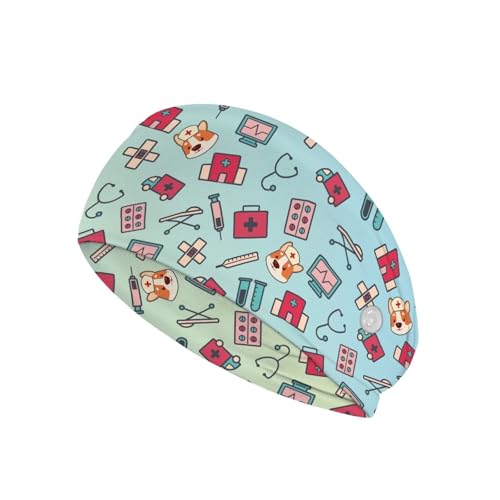 Gomyblomy Button Headbands for Women Nurse Doctors, Lightweight Elastic Nurse Headband with Mask Button Ear Protection Holder Non Slip Hairband Head Wrap