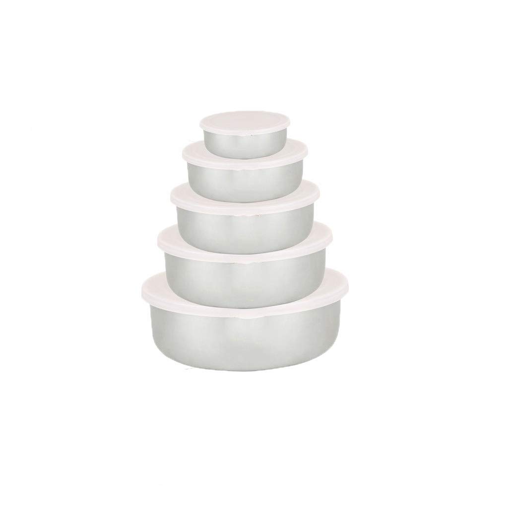 SNOWSTARStainless Steel Storage Bowl Kitchen Set - 5 Pieces of Steel Containers with Airtight Plastic Lid - Dishwasher Safe - Highly Durable