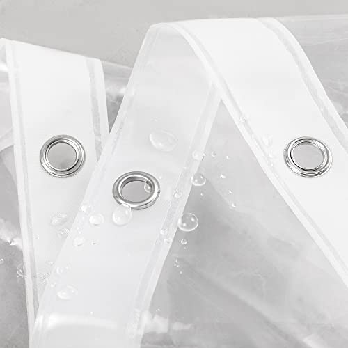 Image of Shower Curtain Liner with 3 Magnets - Heavy Duty PEVA Plastic Shower Curtain for Bathroom, Waterproof Vinyl & See Through Liner, Metal Grommets - Color Block Clear /Black, 72x72