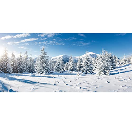 AWERT 4,5x3m Weihnachten Wandkunst Winter Wald Landschaft Hintergrund Outdoor Schnee Szene Kiefer Gefrorene Wand Dekor Hintergrund für Fotografie Weihnachten Foto Hintergrund Cover