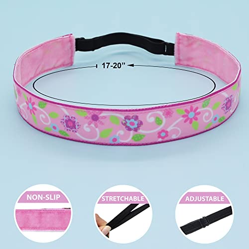 Frog Sac 5 Cute Headbands For Girls, Adjustable Non Slip Little Girl Hair Accessories, Cute No Slip Kids Hair Bands, Nonslip Headband Pack, Butterfly Floral Princess Head Bands Birthday Party Favors #TOP3