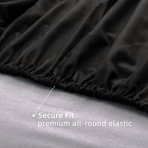 Ayasw Fitted Sheet Only King Size Deep Pocket Bed Fitted Sheet Premium Soft And Cozy 1800 Brushed Microfiber Fits 8" To 16" Wrinkle, Fade, Stain Resistant Black #TOP4
