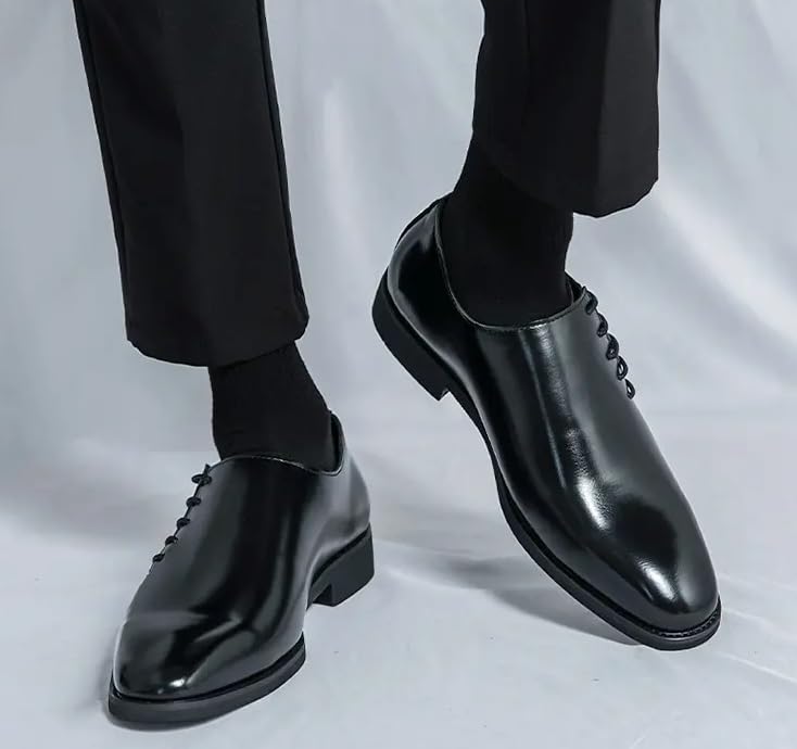 Men's Formal Leather Shoes, Casual Business Oxford Derby Shoes, Side lace-up Design, Suitable for Daily Driving, Weddings, Parties2