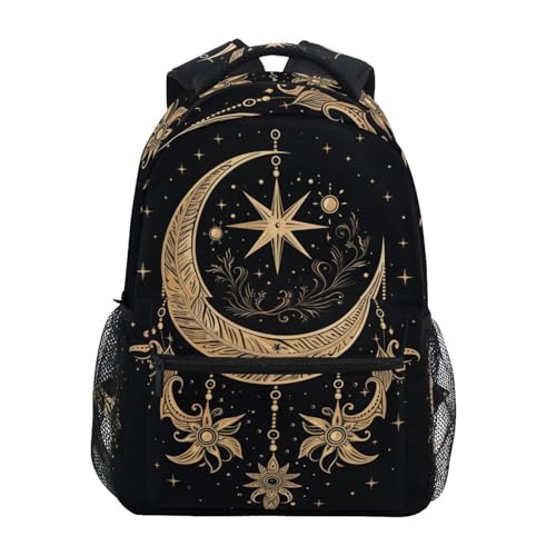 ALAZA Cresent Moon Dreamcatcher Witchy Backpack Purse with Multiple Pockets Name Card Personalized Travel Laptop Book Bag, Size M/16.9 inch
