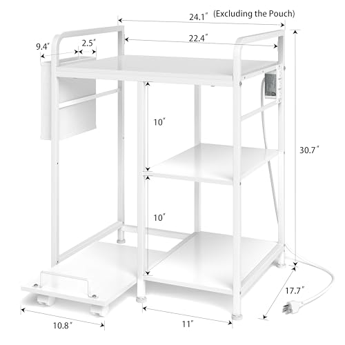 Image of Large Printer Stand with Storage: 24x18 Inch Printer Table for Home Office