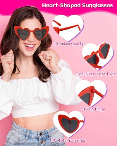 PLULON Heart Sunglasses Women Heart Love Shaped Vintage Retro Lovely Fashion Cute Sun Glasses for Bachelorette Party Favors3