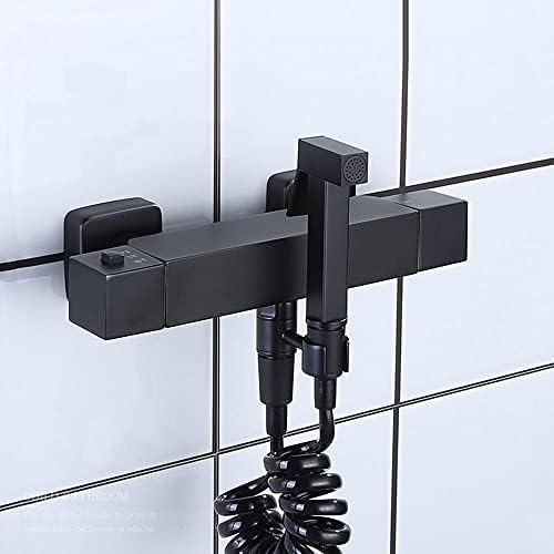 Grifos de bidé pulverizador negro para limpieza de inodoro con manguera